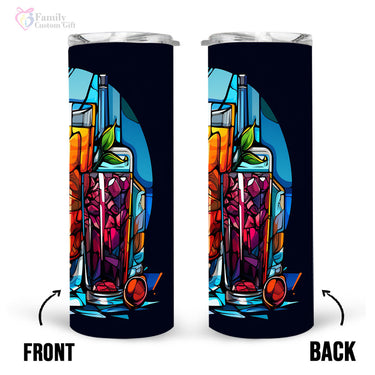 Summer Vodka In Stained Glass 20oz Skinny Tumbler, Vodka Lover Gifts, Alcohol Drink, Alcohol Tumbler, Vibrant Tumbler, Trending Tumbler